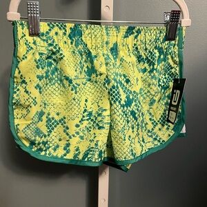Ideology Girls Green and Yellow Snake Print Shorts Small NWT